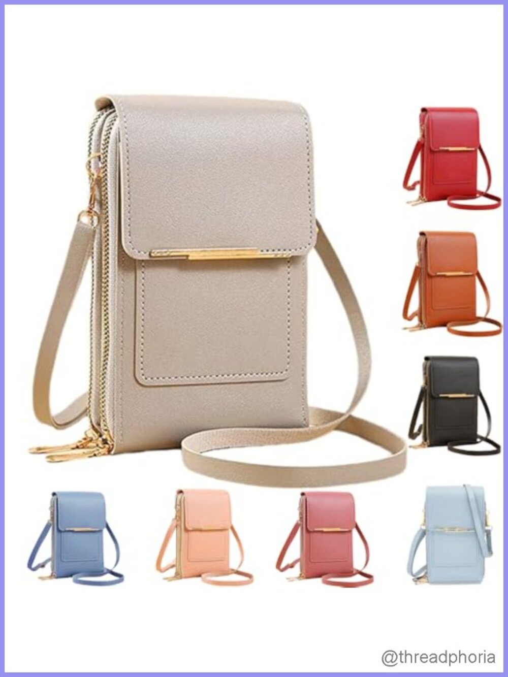 Anti-Theft PU Leather Crossbody Cell Phone Purse with RFID Blocking